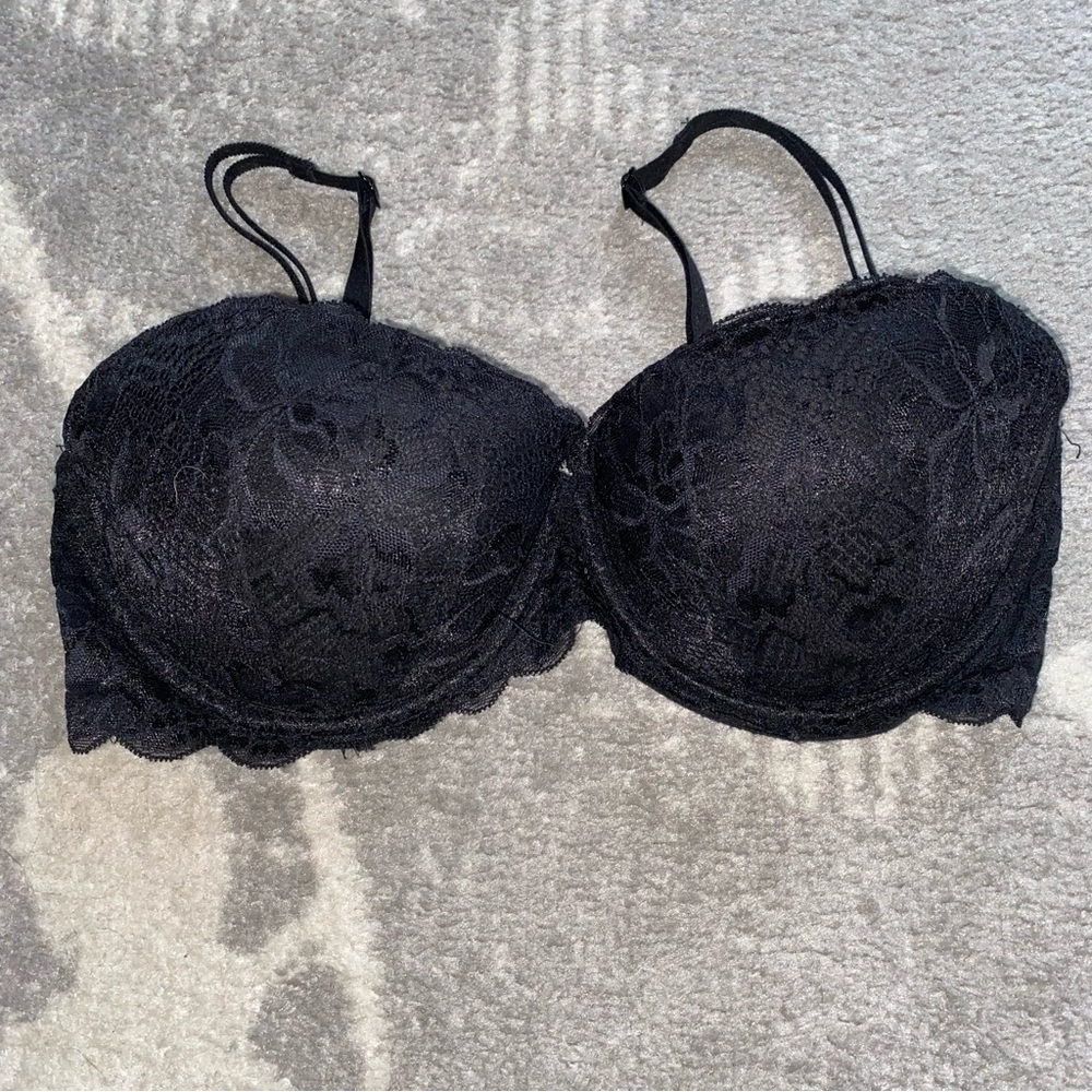 Victoria’s Secret PINK Lace Black Date Pushup Demi Bra